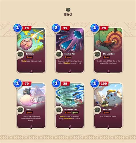 List Of Axie Infinity Origin Battle V3 Cards