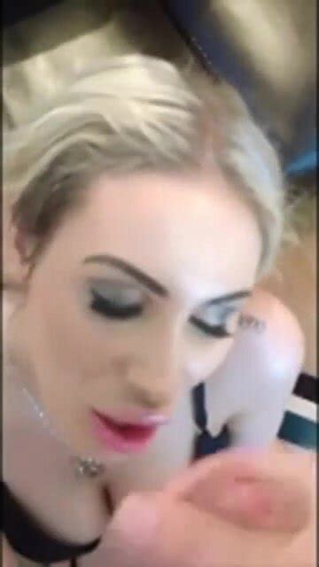 Promiscuous Looking Blonde With Big Botox Lips Receives Sperm On Her Plastic Face