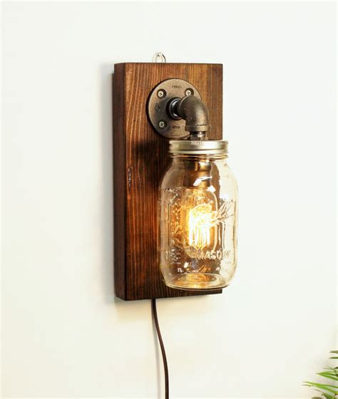 Rustic Wall Light With Mason Jar Id Lights