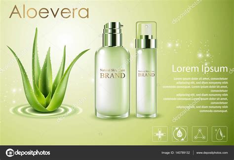 Aloe Vera Cosmetic Ads Green Spray Bottles With Aloe Vera Stock Vector