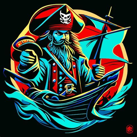 Capitaine Pirate Vectoriel Avec Une Illustration De Cutlass Vecteur