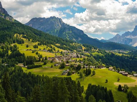 Italian Alps Mountain and Village Scene Stock Image - Image of village ...