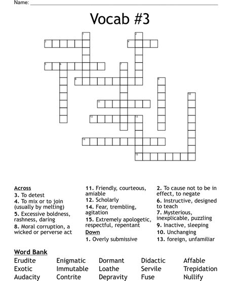 Vocab 3 Crossword WordMint