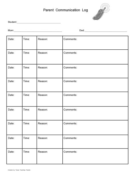 30 Parent Communication Log Contact Log Templates