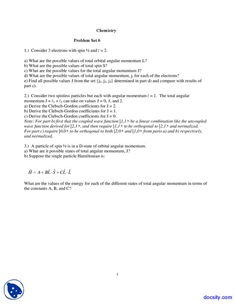 Orbital Angular Momentum Advanced Quantum Chemistry And Spectroscopy Problem Docsity