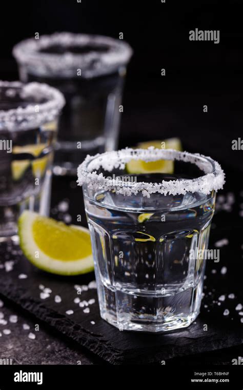 Tequila Shot With Lime And Salt Stock Photo Alamy