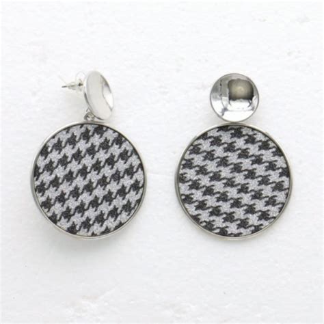 Boucle D Oreilles Pied De Poule Ronde Argent Es The Queen S Hair