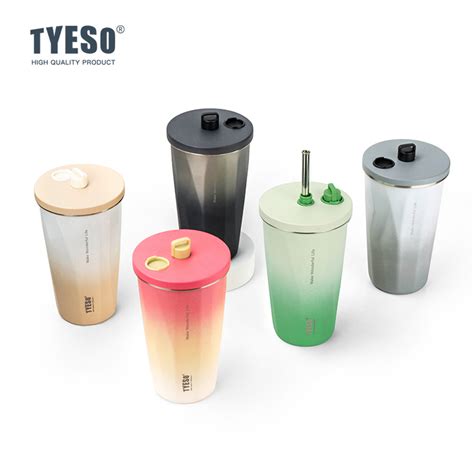 Original Tyeso Coffee Mug Vacuum Insulated Bottle Tumbler With Straw