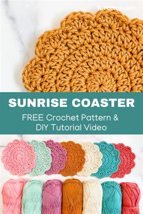 Sunrise Coaster A Free Crochet Beverage Mat Pattern Tl Yarn Crafts