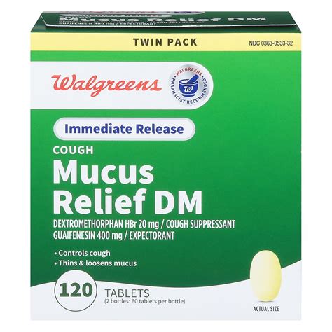 Walgreens Mucus Relief Dm Cough Immediate Release Tablets Walgreens