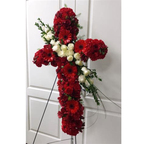 Red Sympathy Cross Bloomers Boutique And Floral Designs