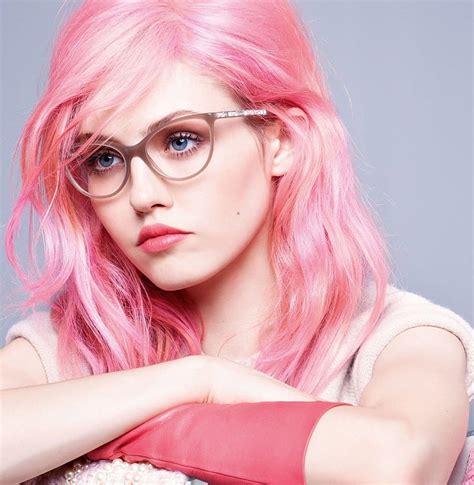 Charlotte Women Model Blue Eyes Pink Hair Long Hair Women With Glasses Hd Phone Wallpaper