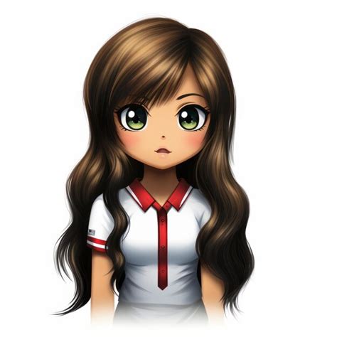 Premium Ai Image Anime Girl With Long Brown Hair Wearing A White