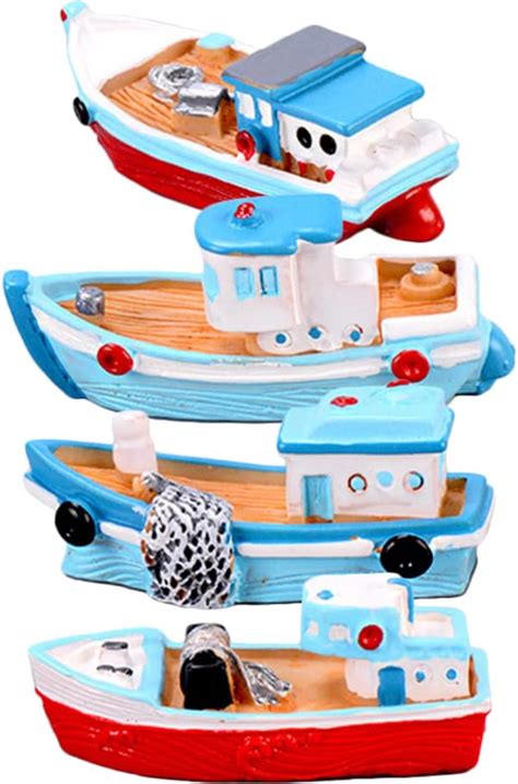 Amazon Toyvian Office Decor 4 Pack Miniature Boat Boat Sea Fishing