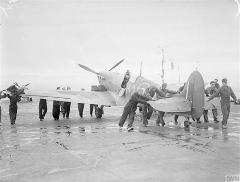 Asisbiz Fleet Air Arm Nas Seafire Coded M X After Landing Aboard Hms