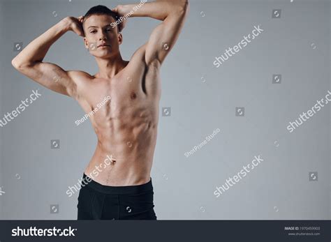 Man Naked Torso Holds His Hands Stock Photo Shutterstock