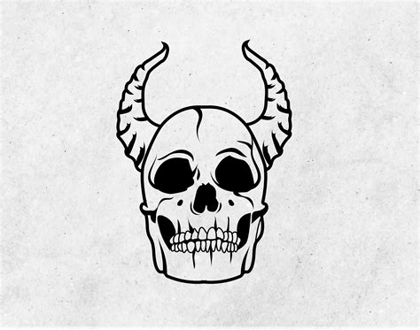 Skull Svg Skeleton Svg Png Pdf Eps Horned Skull Devil Skull Etsy