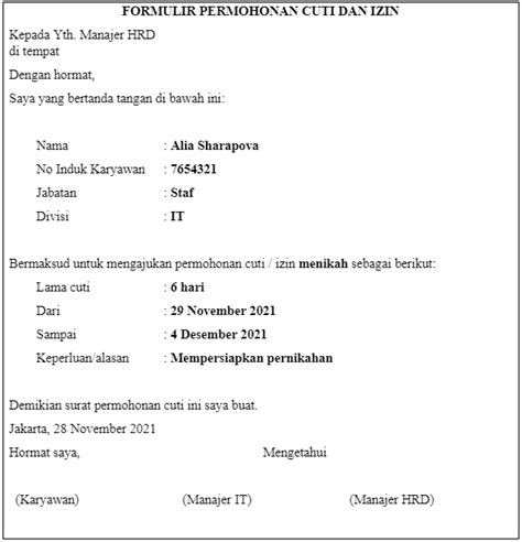 Detail Contoh Form Cuti Koleksi Nomer