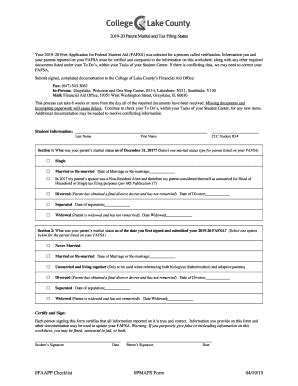 Fillable Online Dept Clcillinois 2019 20 Parent Marital And Tax Filing