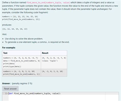 Solved Define A Function Named Find Move To End Chegg