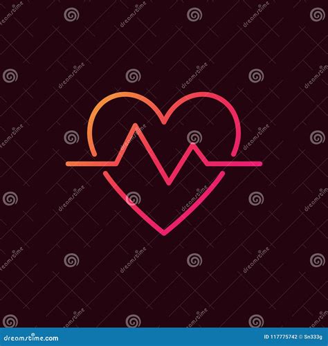 Heartbeat Linear Colored Icon Vector Heart Beat Pulse Symbol Stock