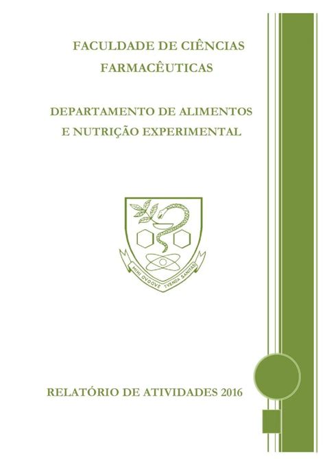 Pdf Faculdade De Ci Ncias Farmac Uticas Departamento De Alimentos E