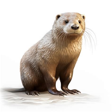 premium photo realistic  rendering  otter sitting  sand