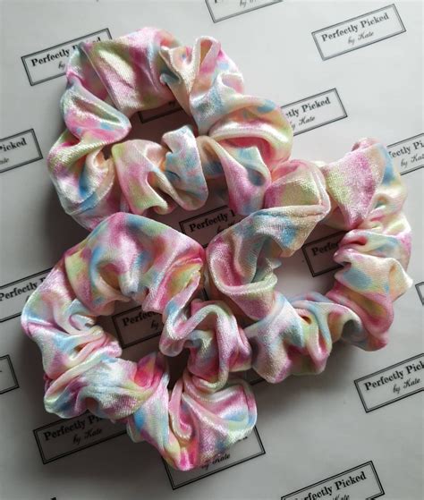 Rainbow Scrunchie Bright Rainbow Scrunchies Pastel Etsy