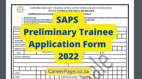 Saps Preliminary Trainee Application Form