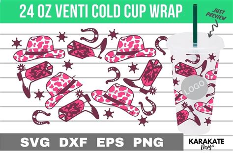 Cowgirl Oz Venti Cup Hole Wrap Svg Graphic By Karakate Creative