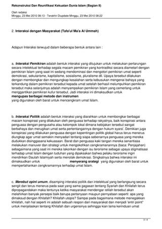 Rekonstruksi Dan Reunifikasi Kekuatan Dunia Islam PDF