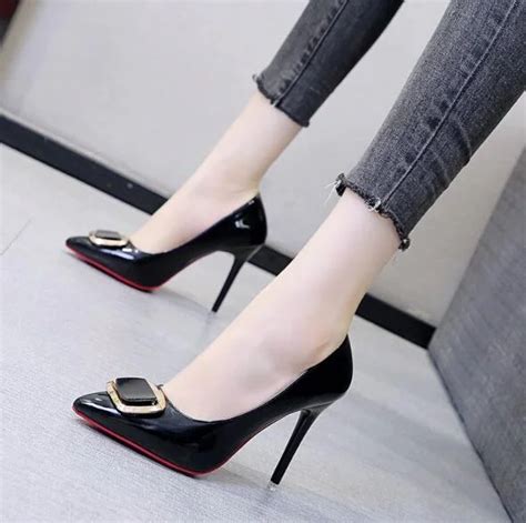 Sexy Nude Color High Heels Fashion Thin Heels Butterfly Knot Patent