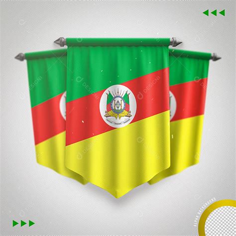 Elemento 3D Para Composição Bandeira do Rio Grande do Sul PNG