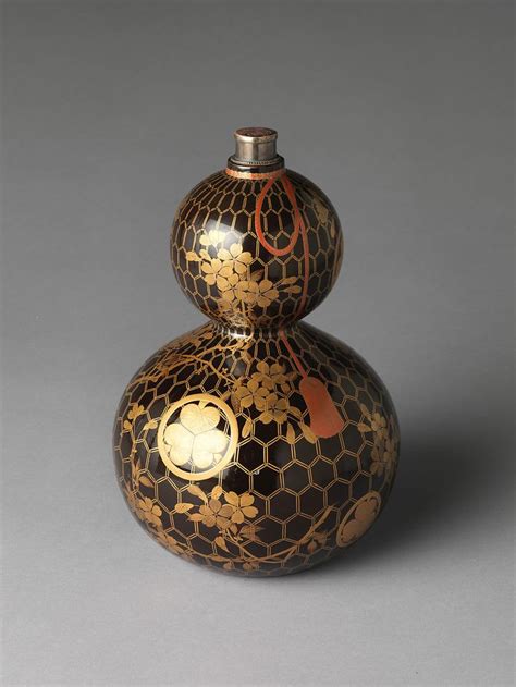 Gourd Shaped Sake Bottle With Aoi Crests Japan Edo Period 1615 1868 The Met Sake