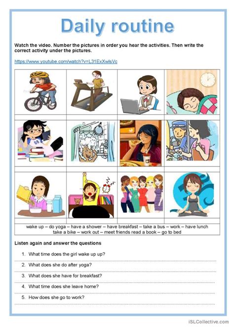 Listening Daily Routine English ESL Worksheets Pdf Doc