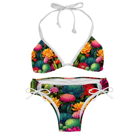 Cactus Detachable Sponge Adjustable Strap Bikini Set Two Pack Beach Pool Scenes Bikinis Swim