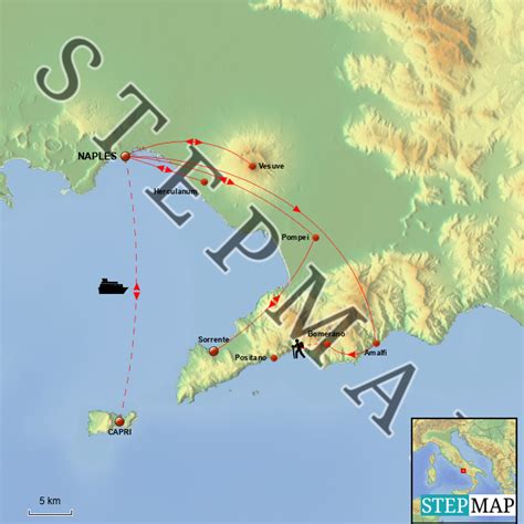 StepMap NAPLES COTE AMALFITAINE Landkarte für Germany