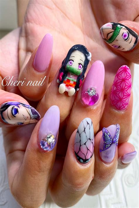 Demon Slayer Characters Nezuko Nails Picture Imagesee