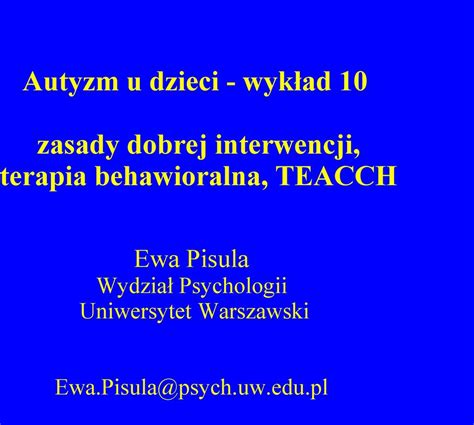 Autyzm U Dzieci Wyk Ad Zasady Dobrej Interwencji Terapia