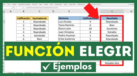 Cómo UTILIZAR Correctamente la Función ELEGIR en Excel Ejemplos