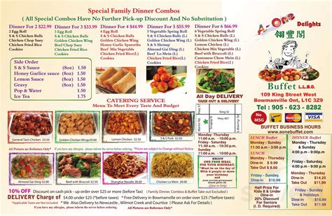 A One Delights Buffet Menu In Bowmanville Ontario Canada