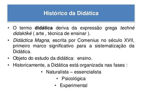 Historico Da Didatica E Suas Fases