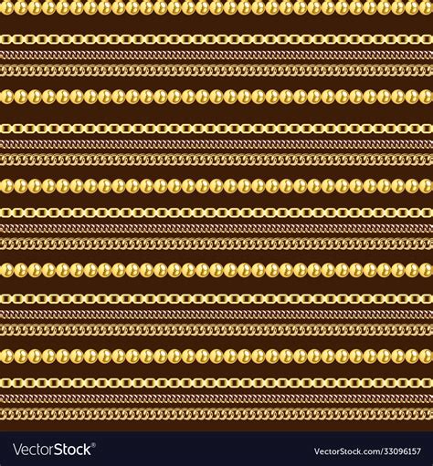 Seamless Pattern Gold Jewelry Chains And Beads Vector Image