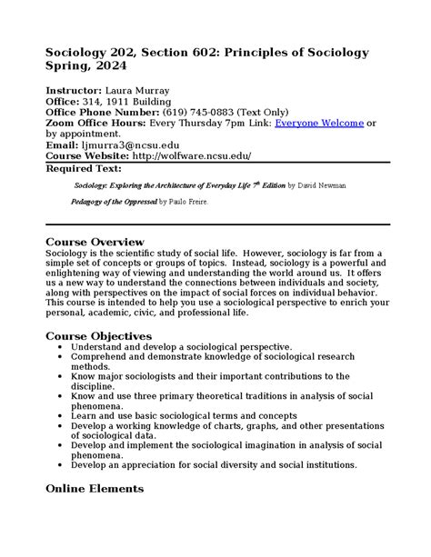 202 Syllabus Spring 2023 Sociology 202 Section 602 Principles Of