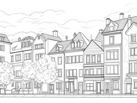 Beautiful Neighborhood Art For Coloring - Coloring Page