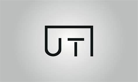 Letter Ut Logo Design Ut Logo With Square Shape In Black Colors Vector