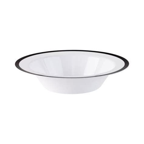 Deluxe Dinnerware | Soup Bowls White Black Rim