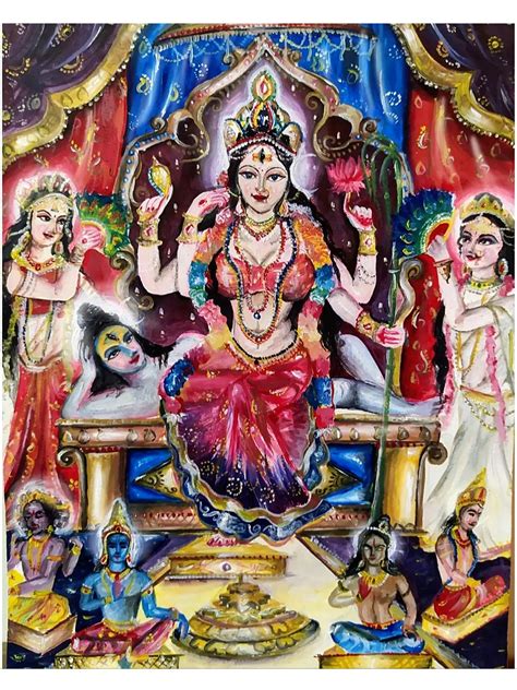 Goddess Tripura Sundari Lalita Acrylic On Paper Painting By Ankit Bagde Exotic India Art