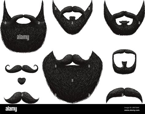 Hand Drawn Beards And Mustaches Vector Collection Illustration Of