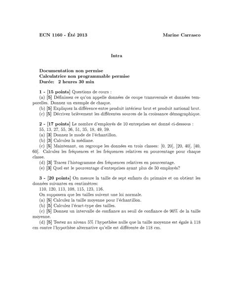 Intra 2013 Les Exercices Sur Le Calcule De PIB ET PNB ECN 1160 Et